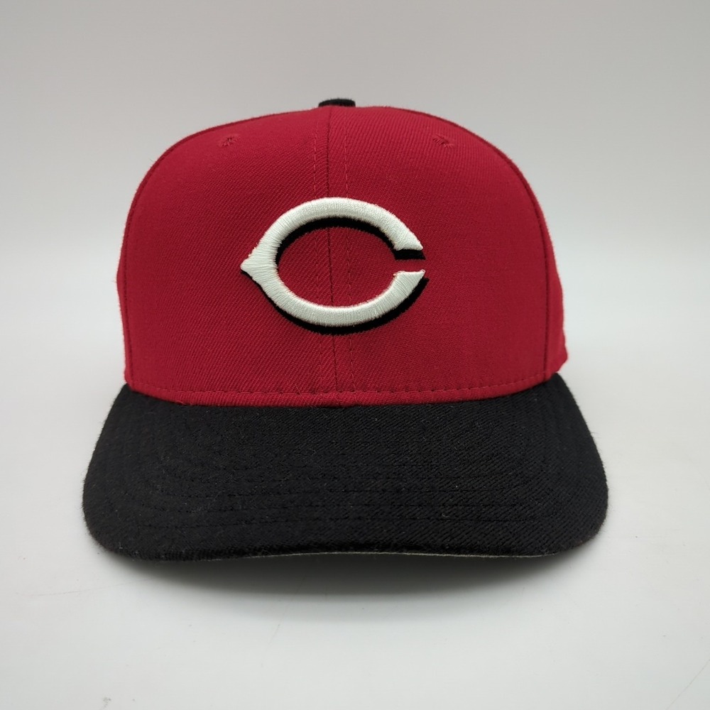 Vintage Cincinnati Reds Hat Cap Fitted Mens 7 Wool Red Black New Era Diamond